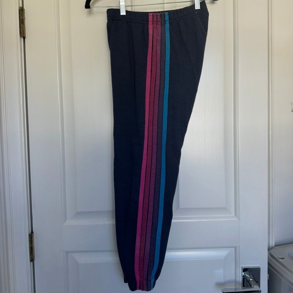 Aviator Nation 5 Stripe Sweatpants - Navy - size Small